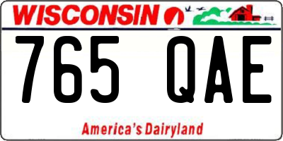 WI license plate 765QAE