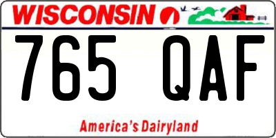 WI license plate 765QAF