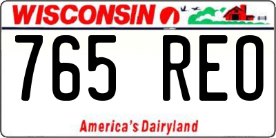 WI license plate 765REO