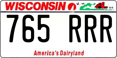 WI license plate 765RRR