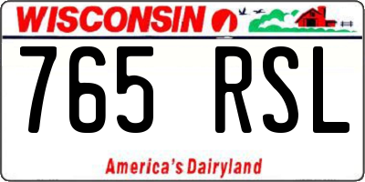 WI license plate 765RSL
