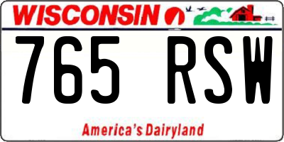 WI license plate 765RSW