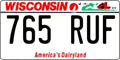 WI license plate 765RUF