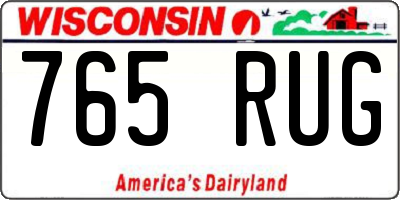 WI license plate 765RUG