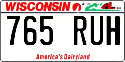WI license plate 765RUH