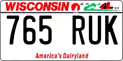 WI license plate 765RUK
