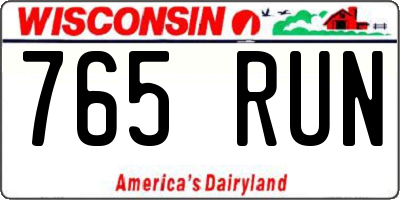 WI license plate 765RUN