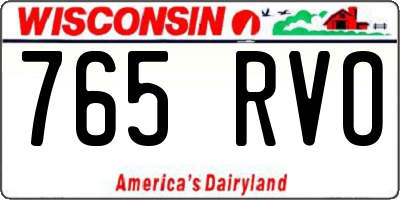 WI license plate 765RVO