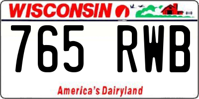 WI license plate 765RWB