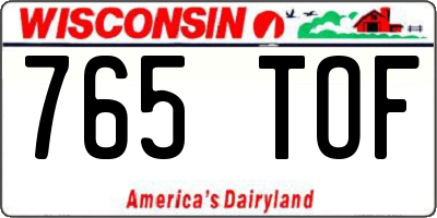 WI license plate 765TOF