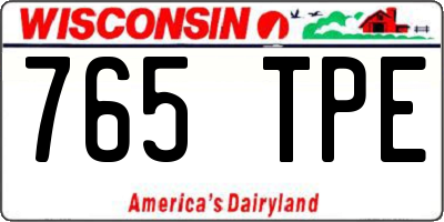WI license plate 765TPE