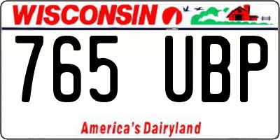WI license plate 765UBP