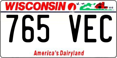 WI license plate 765VEC