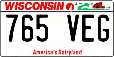 WI license plate 765VEG