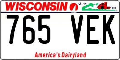 WI license plate 765VEK