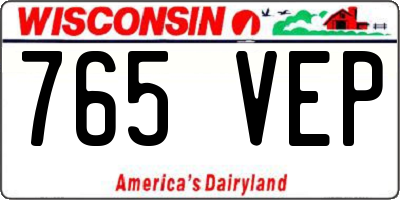 WI license plate 765VEP