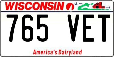 WI license plate 765VET