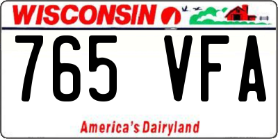 WI license plate 765VFA
