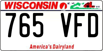 WI license plate 765VFD