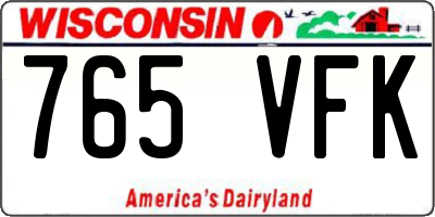 WI license plate 765VFK