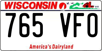 WI license plate 765VFO