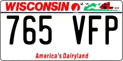 WI license plate 765VFP