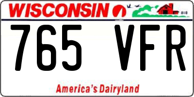 WI license plate 765VFR