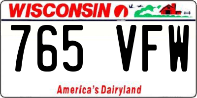WI license plate 765VFW