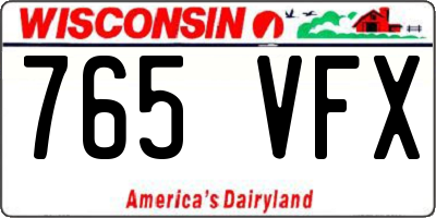 WI license plate 765VFX