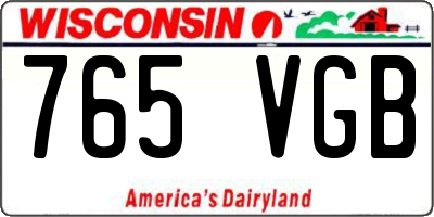 WI license plate 765VGB