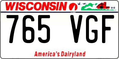 WI license plate 765VGF