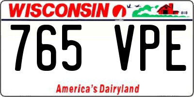 WI license plate 765VPE