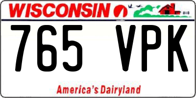 WI license plate 765VPK