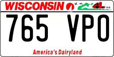 WI license plate 765VPO