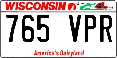 WI license plate 765VPR