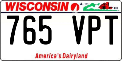 WI license plate 765VPT