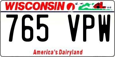 WI license plate 765VPW