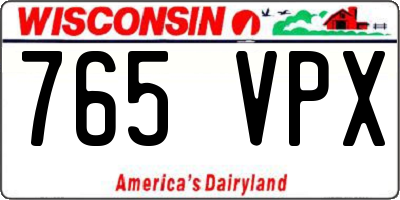 WI license plate 765VPX