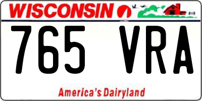 WI license plate 765VRA