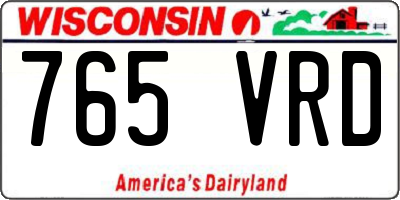 WI license plate 765VRD