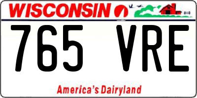 WI license plate 765VRE