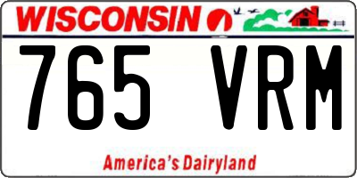 WI license plate 765VRM