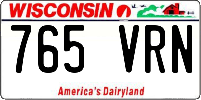 WI license plate 765VRN