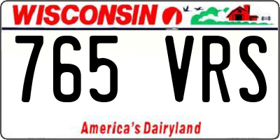WI license plate 765VRS
