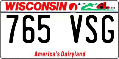 WI license plate 765VSG