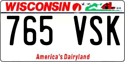 WI license plate 765VSK