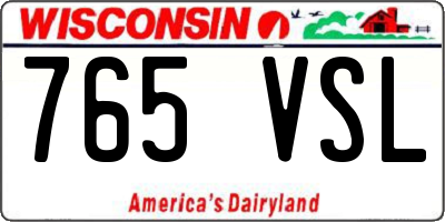 WI license plate 765VSL