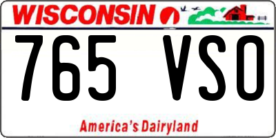 WI license plate 765VSO