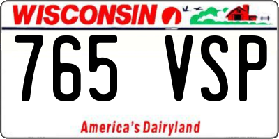 WI license plate 765VSP