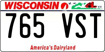 WI license plate 765VST